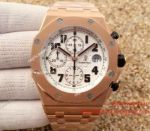 Swiss Fake Audemars Piguet Royal Oak Offshore Chronograph Rose Gold Watch White Face